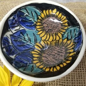 Hand Painted Ceramic Sunflower Bowl